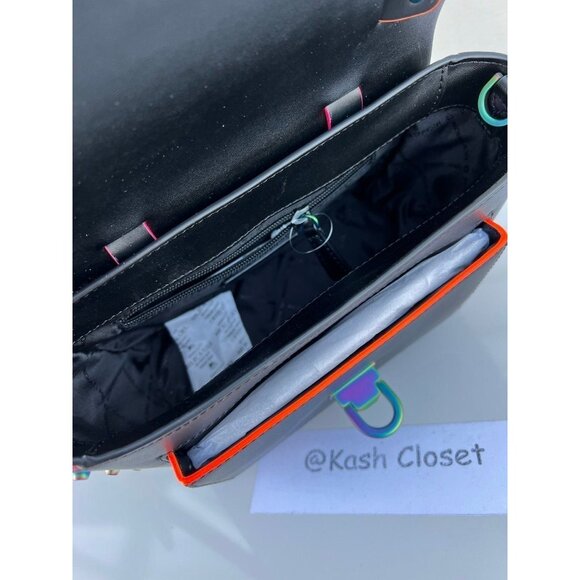 Michael Kors satchel manhattan medium leather contrast trim satchel black - Picture 8 of 11